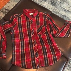 Red Plaid with Metallic Gold Flannel Shirt 🎄